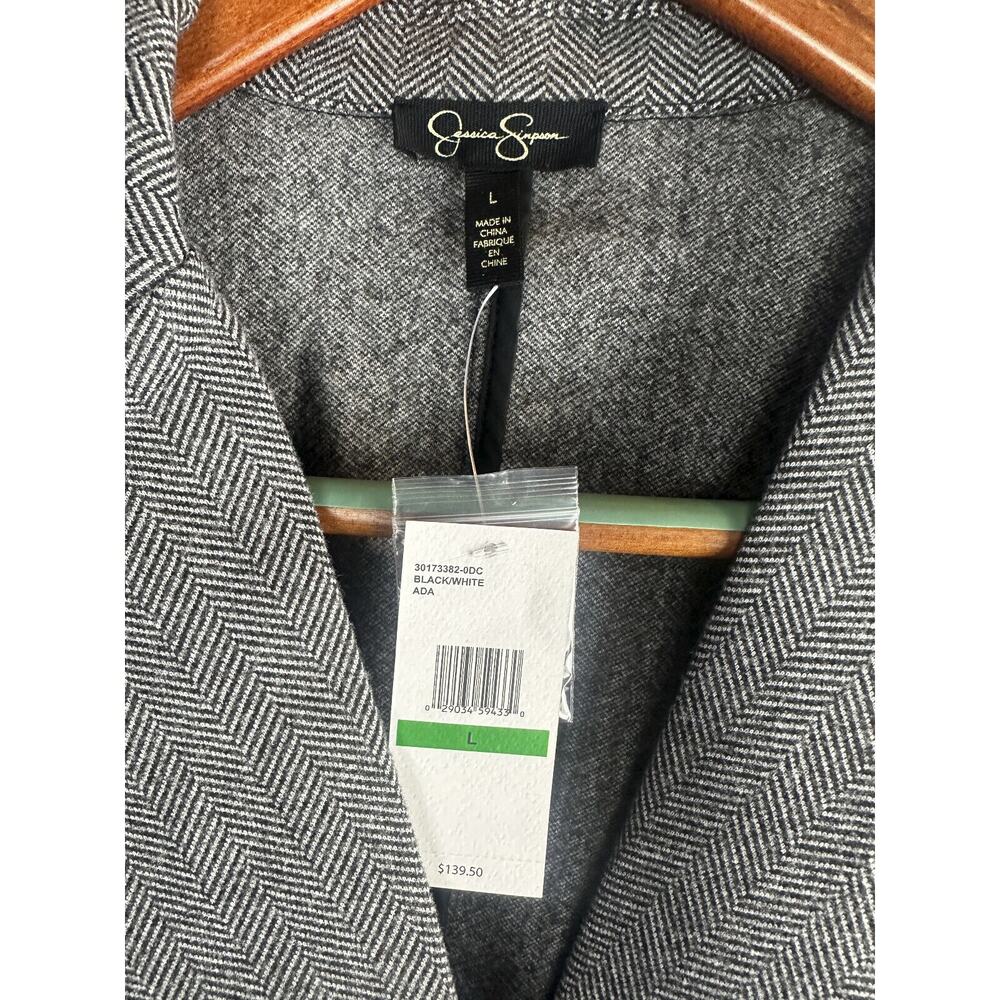 NWT Jessica Simpson Herringbone One Button Blazer W/ Pockets Women's Size Large - Picture 12 of 12